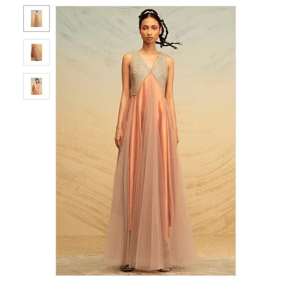 AKHL - Blush Pink Textured Satin Dress - Worn Once - XS - Picture 1 of 10